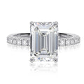 18K White Gold Emerald Cut Diamond Halo Pave' Engagement Ring