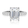 18K White Gold Emerald Cut Diamond Halo Pave' Engagement Ring