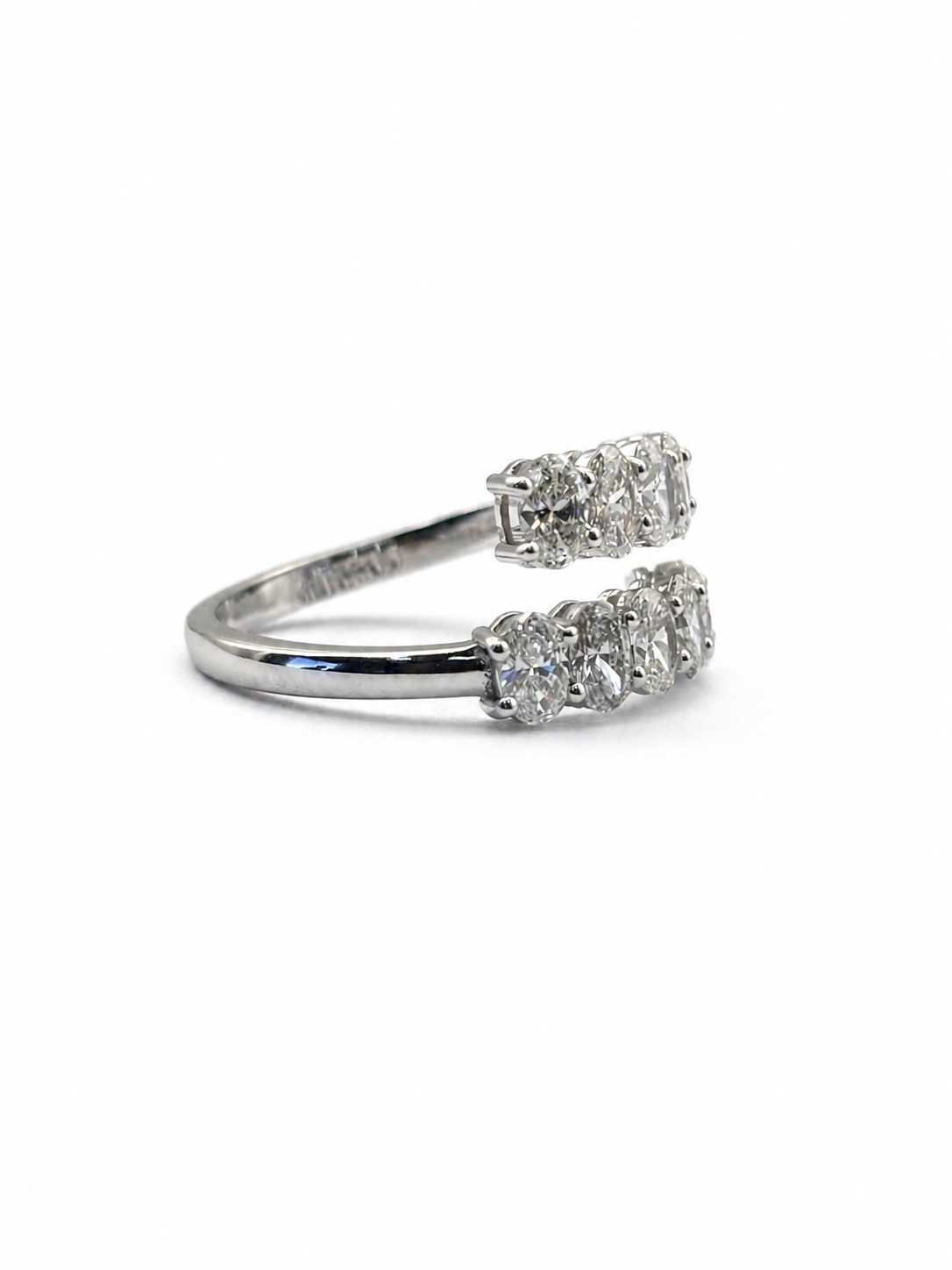 14K White Gold and Two-Row Oval Cut Lab Grown Diamond Ring 2.59ct
