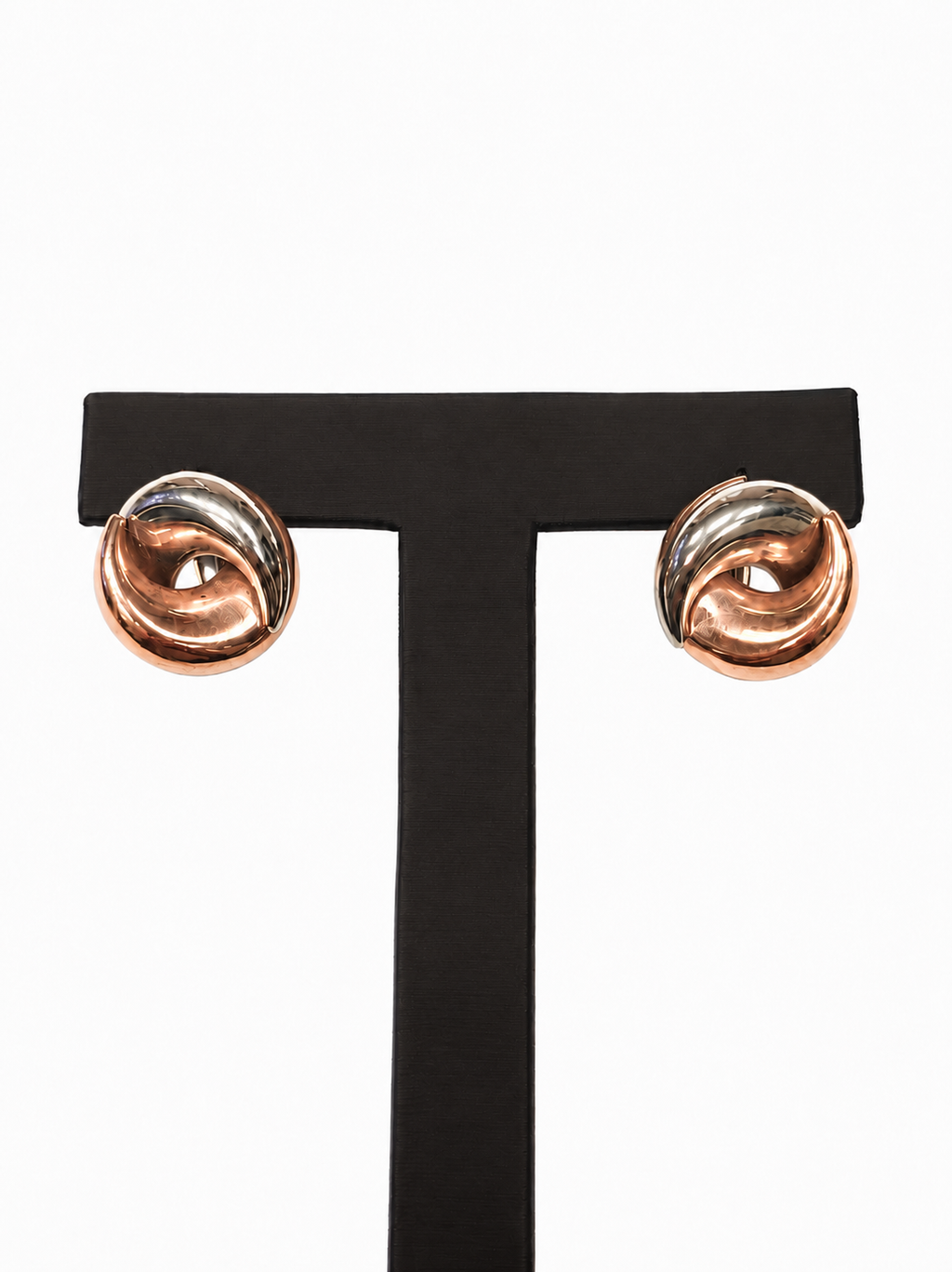 2-Tone Italian Gold 14ct Yin-Yang French-Clip Earrings