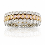 Platinum 18K Rose Gold Natural  Fancy Pink & Colorless Diamonds Bezel Set Band  -