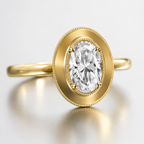 14k Yellow Gold Natural Oval Diamond Milgrain Engagement Ring