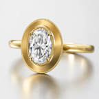 14k Yellow Gold Natural Oval Diamond Milgrain Engagement Ring