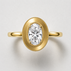 14k Yellow Gold Natural Oval Diamond Milgrain Engagement Ring