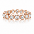 18k Rose Gold Natural Diamond Bezel Set Milgrain Eternity wedding Band Ring