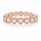 18k Rose Gold Natural Diamond Bezel Set Milgrain Eternity wedding Band Ring