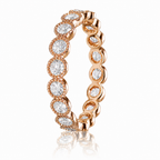 18k Rose Gold Natural Diamond Bezel Set Milgrain Eternity wedding Band Ring