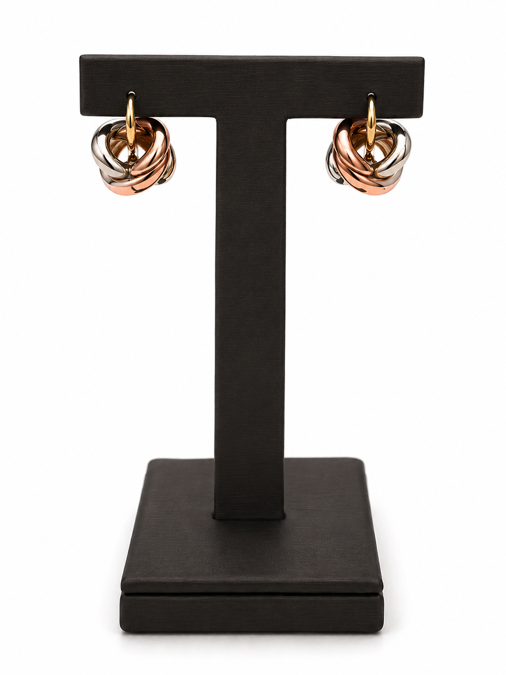 2-Tone Italian Gold 14ct Yin-Yang French-Clip Earrings