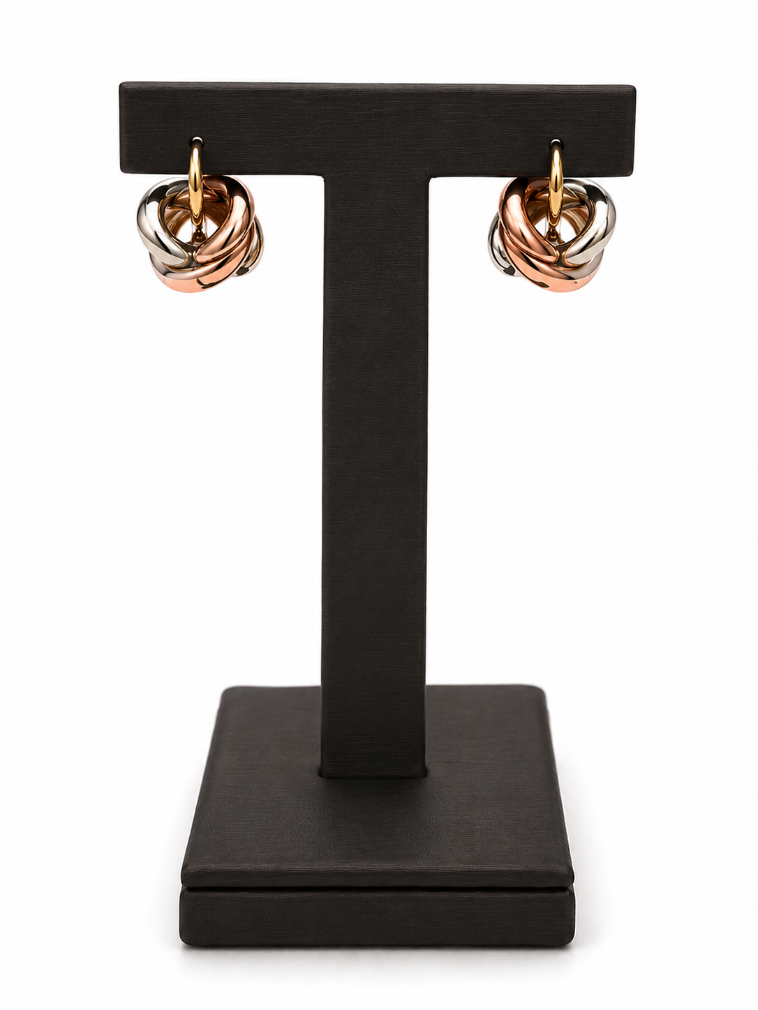 2-Tone Italian Gold 14ct Yin-Yang French-Clip Earrings