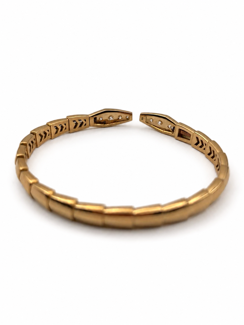 18k Yellow, White, or Rose Gold and Natural Diamond Double Snake Head Bracelet
