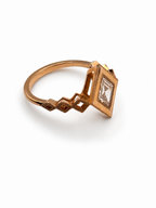 14k Rose Gold Virtue Cut Natural Diamond Milgrain Ring