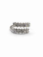 14K White Gold and Two-Row Oval Cut Lab Grown Diamond Ring 2.59ct