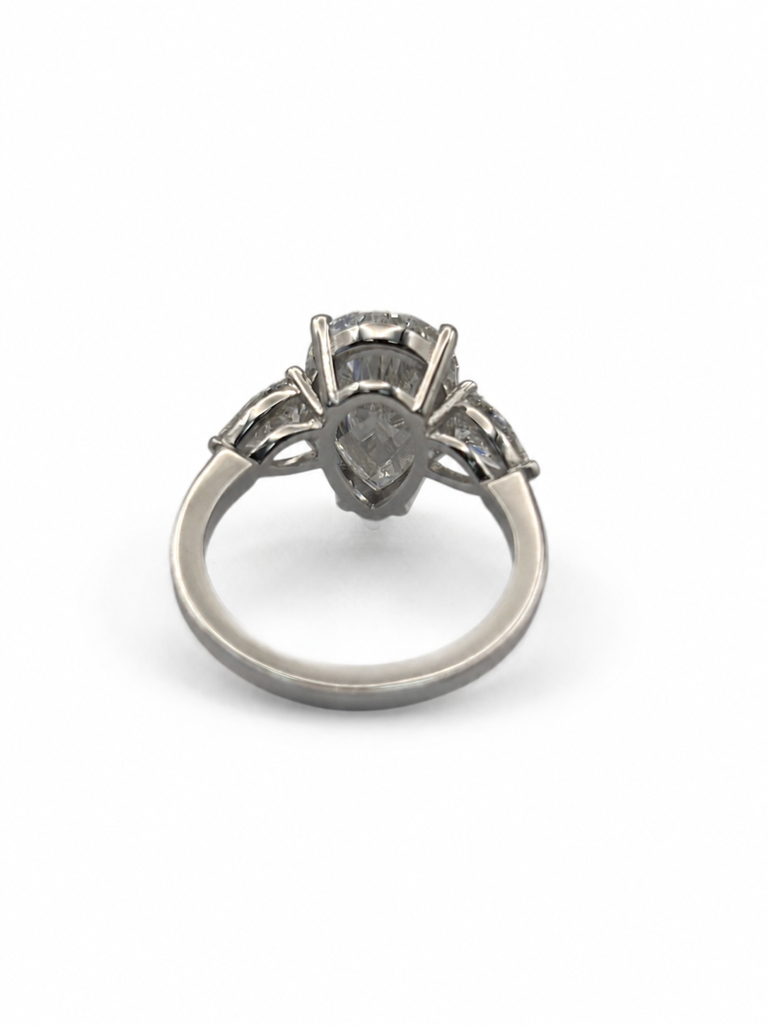 14K White Gold Pear Cut 3-Stone Lab Grown Diamond Ring 5ct