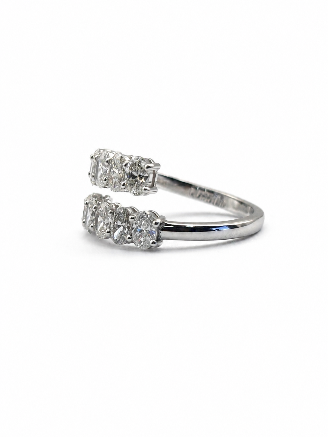 14K White Gold and Two-Row Oval Cut Lab Grown Diamond Ring 2.59ct