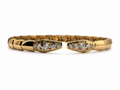 18k Yellow, White, or Rose Gold and Natural Diamond Double Snake Head Bracelet