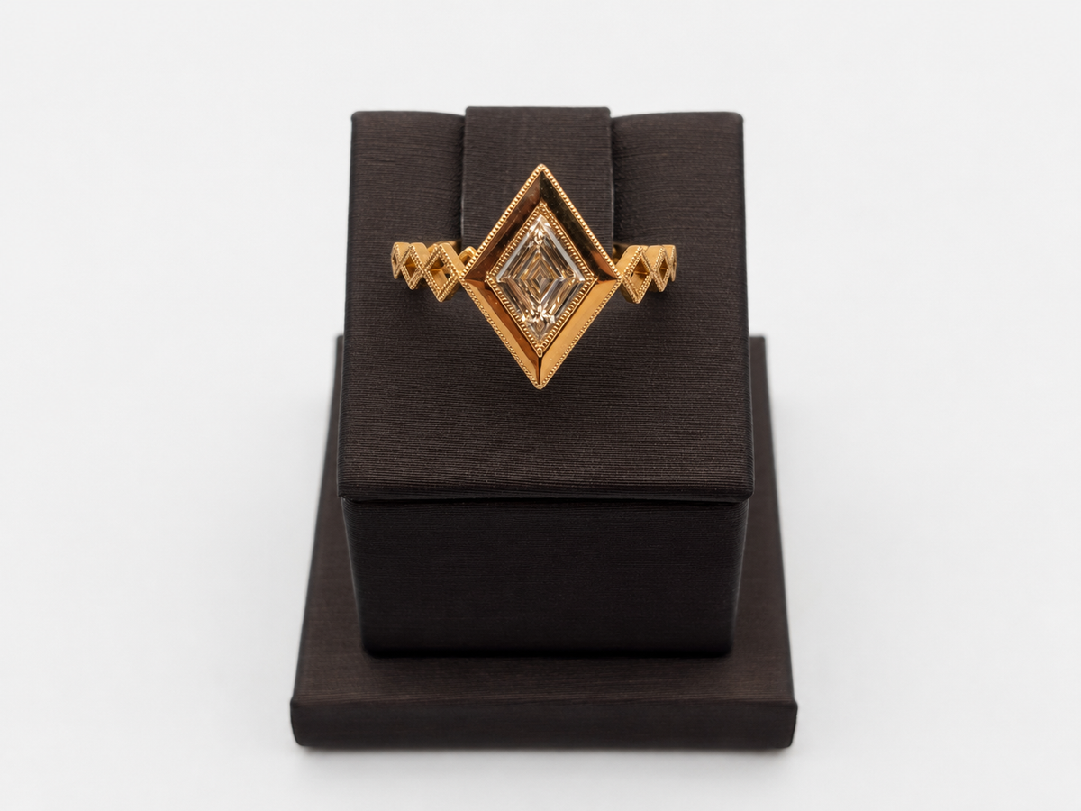 14k Rose Gold Virtue Cut Natural Diamond Milgrain Ring