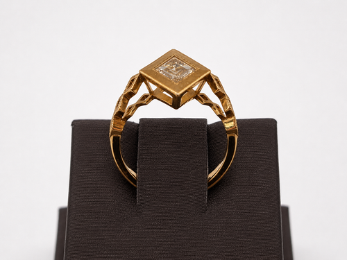 14k Rose Gold Virtue Cut Natural Diamond Milgrain Ring