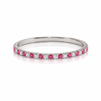 18K White Gold Natural Diamond & Pink Sapphire Eternity wedding Band Ring