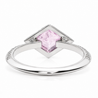 18k White Gold Pink Sapphire Virtue Cut Natural Diamonds Ring