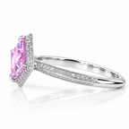 18k White Gold Pink Sapphire Virtue Cut Natural Diamonds Ring