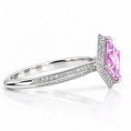 18k White Gold Pink Sapphire Virtue Cut Natural Diamonds Ring