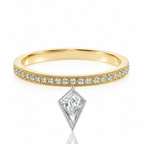18k Yellow & White Gold Natural Diamonds Noble Cut Dangling Charm  Ring