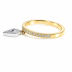 18k Yellow & White Gold Natural Diamonds Noble Cut Dangling Charm  Ring