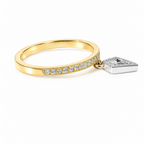 18k Yellow & White Gold Natural Diamonds Noble Cut Dangling Charm  Ring