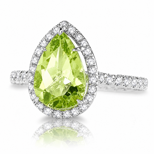 1.8ct Platinum & Green Peridot Diamond Halo Ring