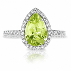 1.8ct Platinum & Green Peridot Diamond Halo Ring