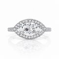 Platinum Natural Diamond Marquise Cut East West  Bridal Engagement Ring