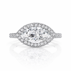 Platinum Natural Diamond Marquise Cut East West  Bridal Engagement Ring