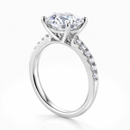 Pave Round 18K Head & Band Engagement Ring