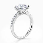 Pave Round 18K Head & Band Engagement Ring