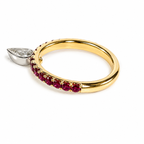 18k White & Rose Gold Natural Ruby Dangle Drop / Pear Shape Diamond Charm Ring