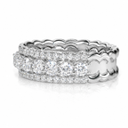 18k White Gold Natural Diamond Scalloped Bridal Engagement Band Ring
