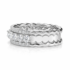 18k White Gold Natural Diamond Scalloped Bridal Engagement Band Ring