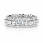 18k White Gold Natural Diamond Scalloped Bridal Engagement Band Ring