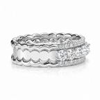 18k White Gold Natural Diamond Scalloped Bridal Engagement Band Ring
