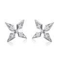 18k White Gold Noble Cut Natural Diamond Start Stud Earrings