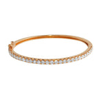 14K White, Yellow or Rose Gold Natural Round Brilliant Diamond Bangle Bracelet