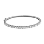 14K White, Yellow or Rose Gold Natural Round Brilliant Diamond Bangle Bracelet