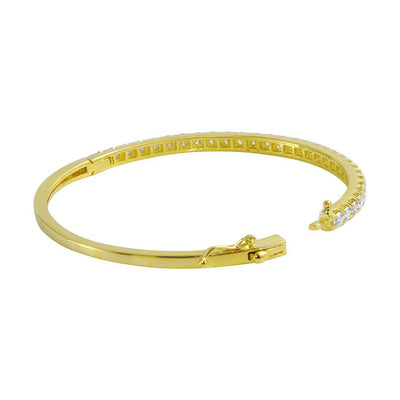 14K White, Yellow or Rose Gold Natural Round Brilliant Diamond Bangle Bracelet