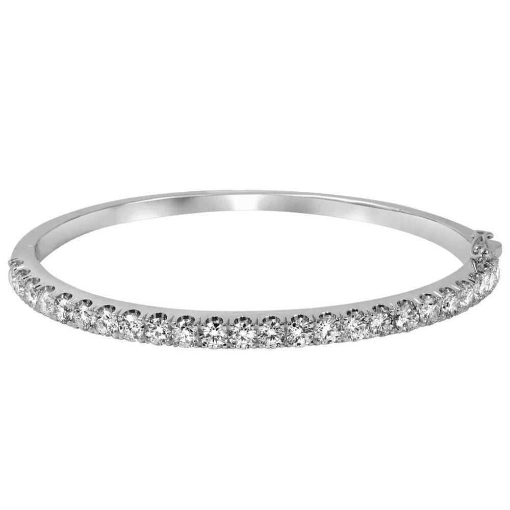 4.14 Carat 14K, 18K White, Yellow or Rose Gold Natural Round Brilliant Diamond Bangle Bracelet