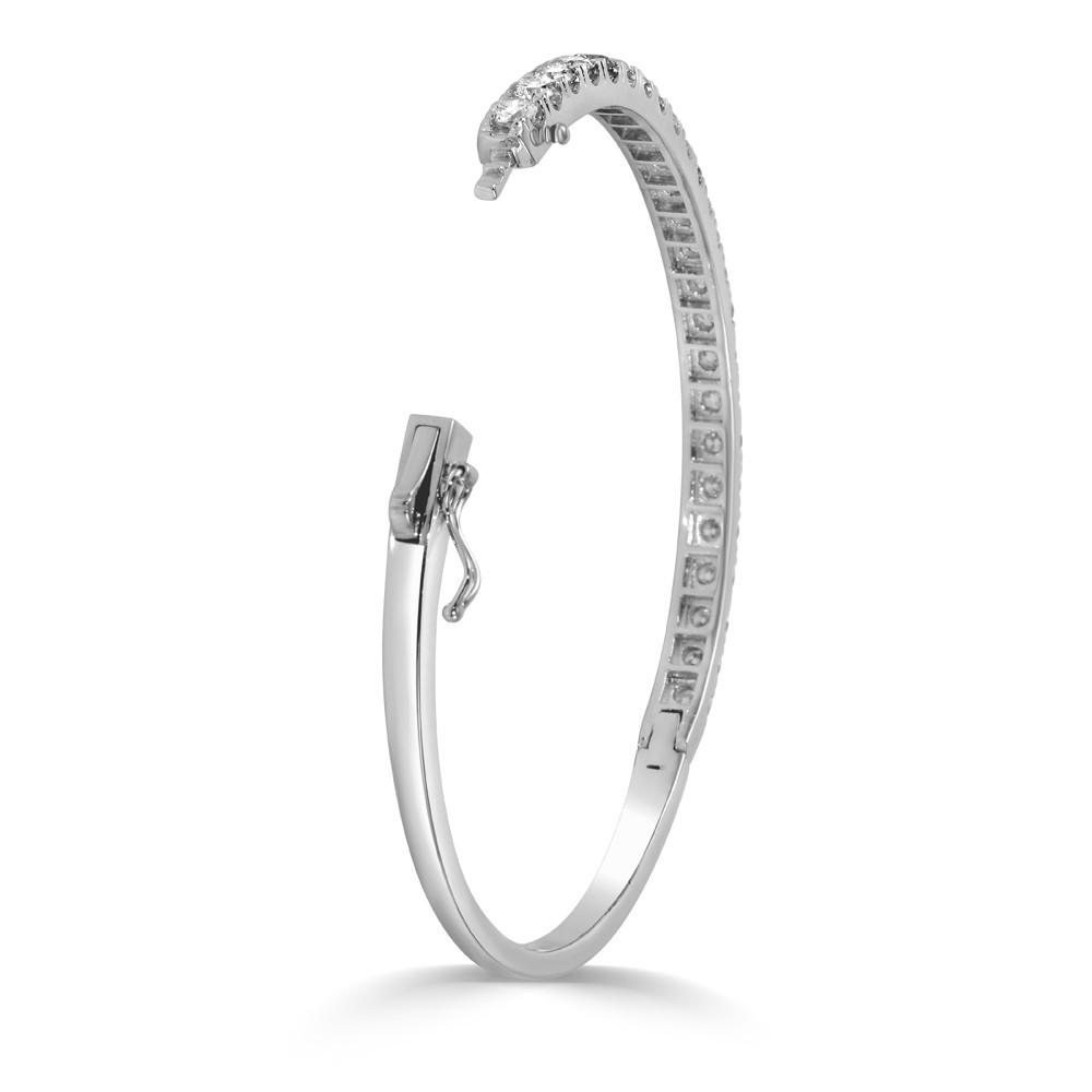 4.14 Carat 14K, 18K White, Yellow or Rose Gold Natural Round Brilliant Diamond Bangle Bracelet