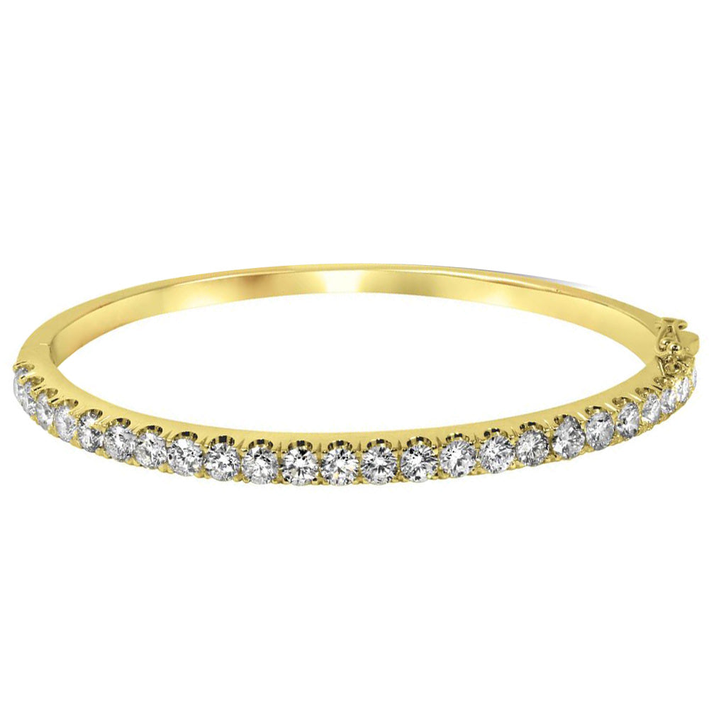 4.14 Carat 14K, 18K White, Yellow or Rose Gold Natural Round Brilliant Diamond Bangle Bracelet