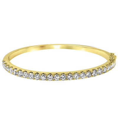 4.14 Carat 14K, 18K White, Yellow or Rose Gold Natural Round Brilliant Diamond Bangle Bracelet