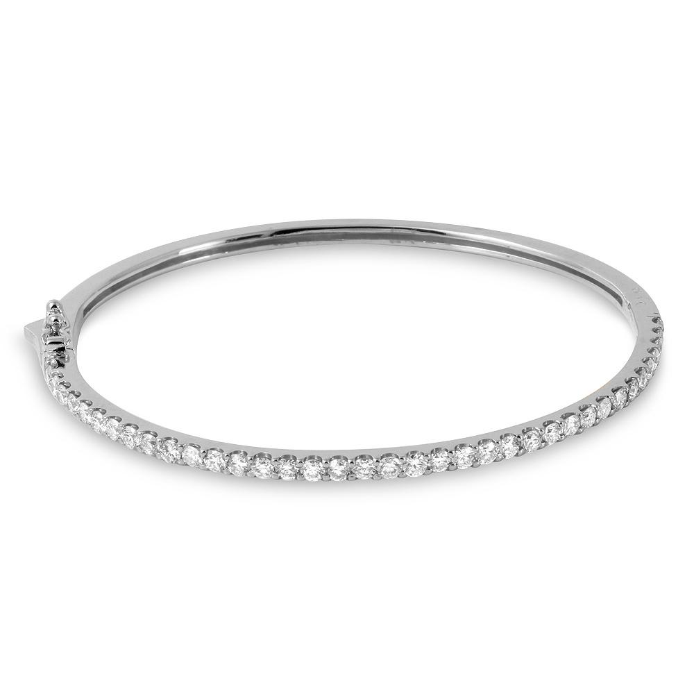 14K, 18K White, Yellow or Rose Gold Natural Round Brilliant Diamond Bangle Bracelet