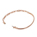 14K  White, Yellow or Rose Gold Natural Diamond Rectangular Chain Link Bangle Bracelet