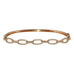 14K, White, Yellow or Rose Gold Natural Diamond Oval Chain Link Bangle Bracelet